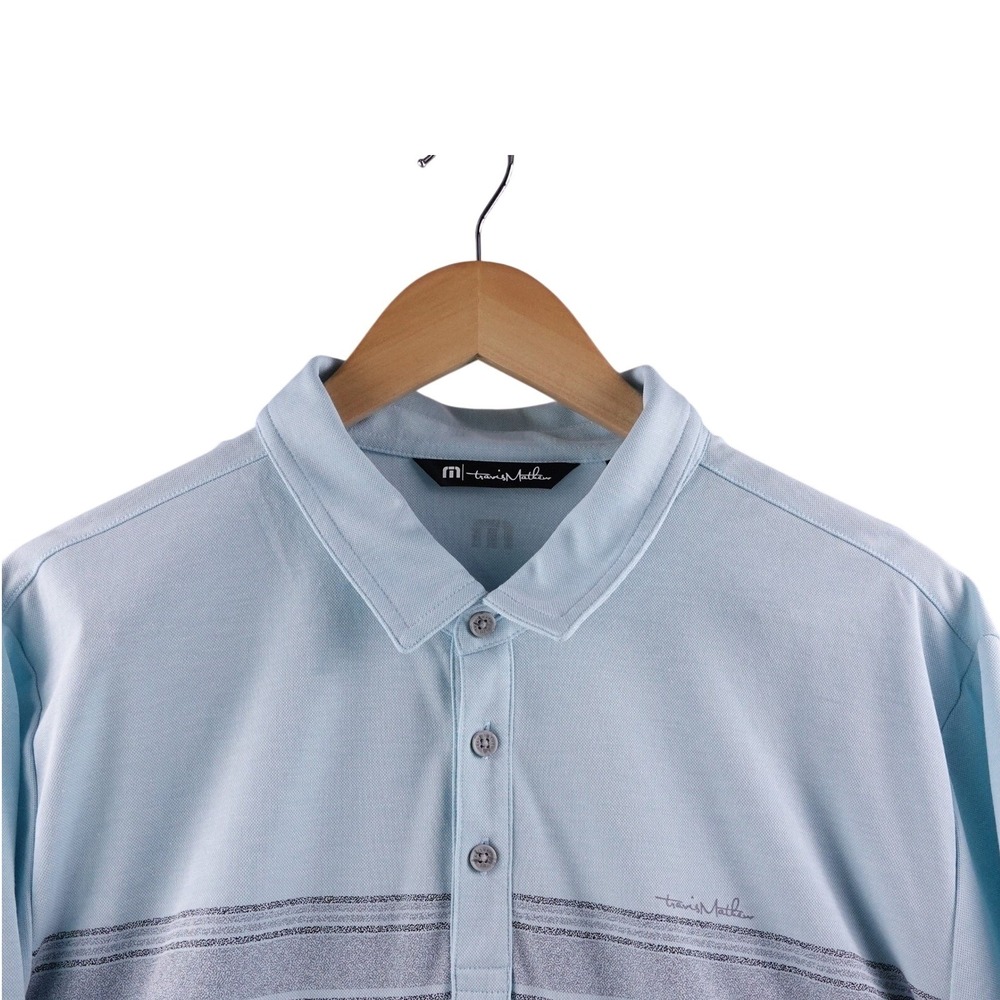 Travis Mathew Mens Golf Polo Shirt Light‎ Blue Short Sleeve Size XXL Performance